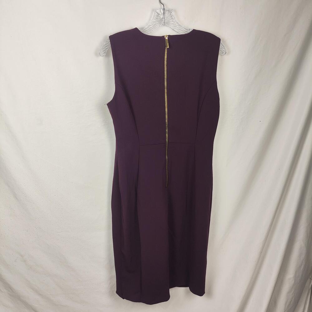 Calvin Klein Dress Womens Medium Purple Sleeveless Sheath Knee Length Workwear